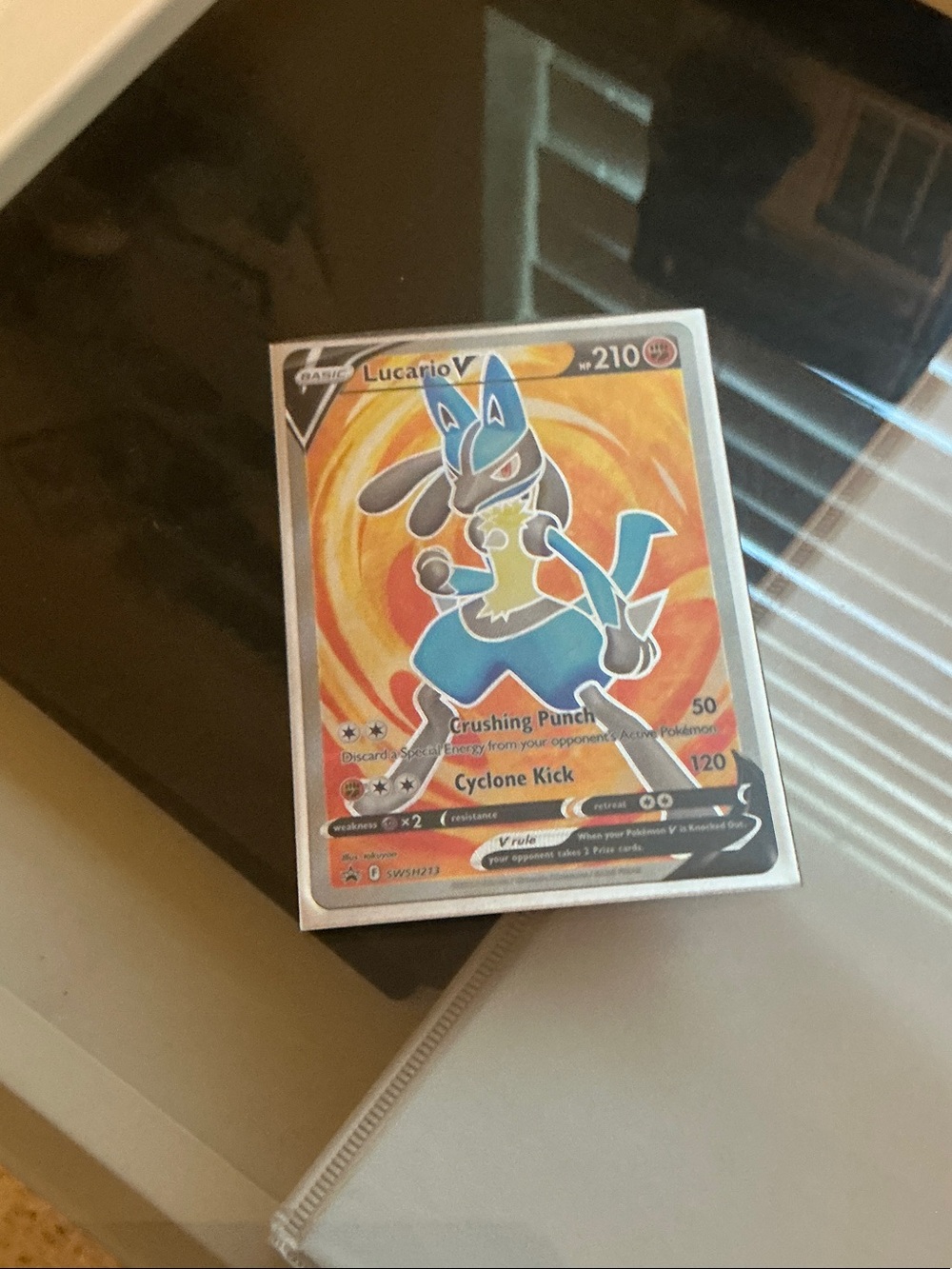 Lucario V Pokémon Card - Blue, Yellow, Orange Artwork